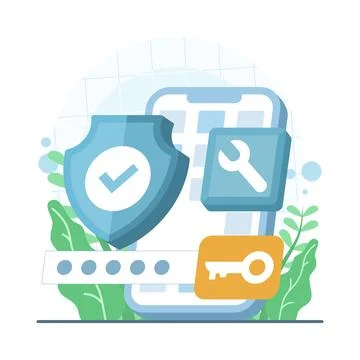 Protecting smartphone from theft and hacker attacks Stock Illustration