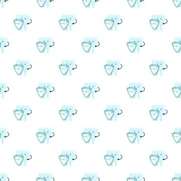 Protecting tooth character seamless pattern for dental care Stock Illustration