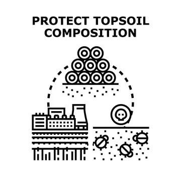 Protecting topsoil composition safeguarding soil ecology environment Stock Illustration