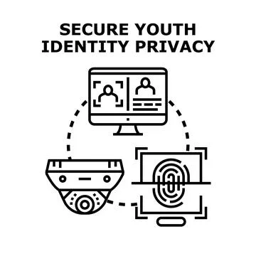 Protecting youth data privacy and digital identity security Stock Illustration