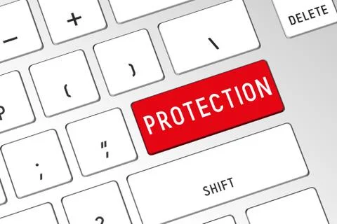 Protection - 3D computer keyboard Illustrazione stock