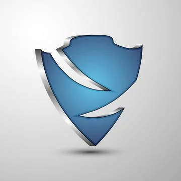 Protection 3d shield emblem. Stock Illustration