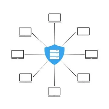 Protection against hacker attacks. computer network security 库存插图