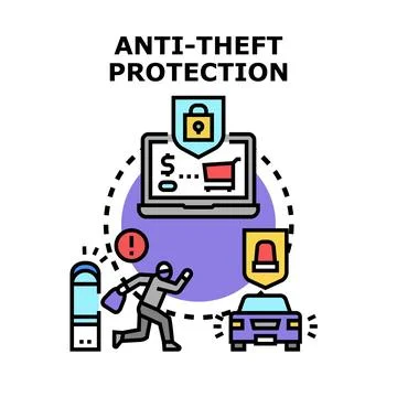Protection against theft concept preventing stealing and robbery Stock Illustration
