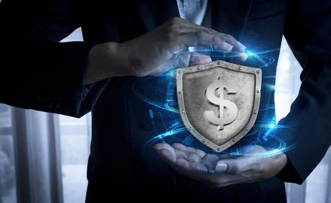 Protection and security of dollars. Stock Photos