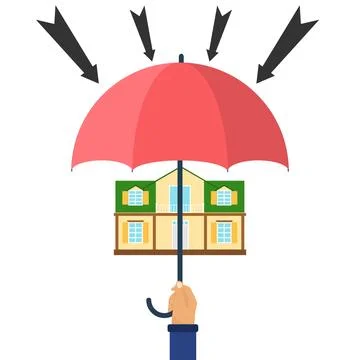 Protection from attacks, house under an umbrella 스톡 일러스트