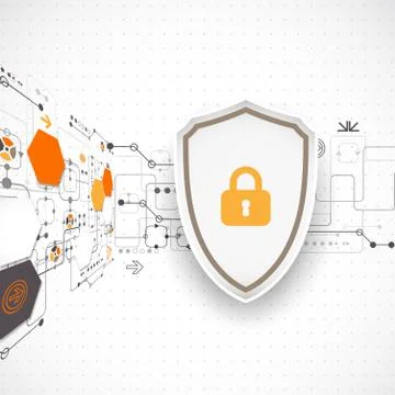 Protection background. Technology security, encode and decrypt. Illustrazione stock