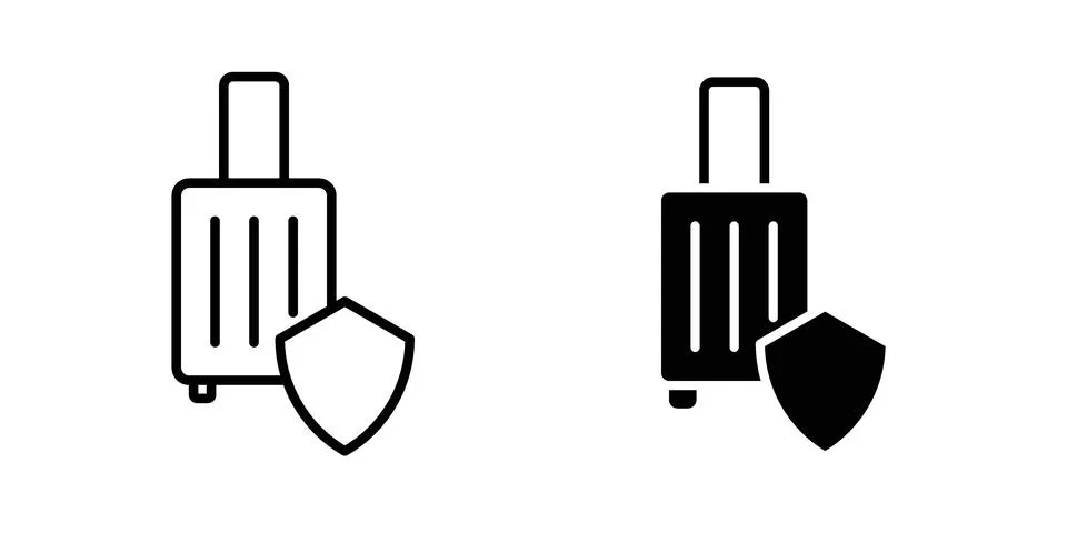 Protection of baggage icon vector concepts, line and silhouette style Stock Illustration