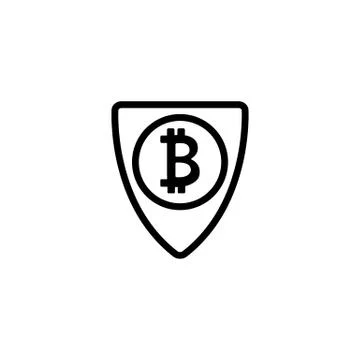 Protection of bitcoin icon vector. Isolated contour symbol illustration Illustrazione stock