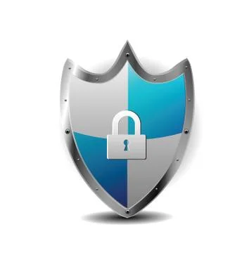 Protection blue shield with locker 스톡 일러스트