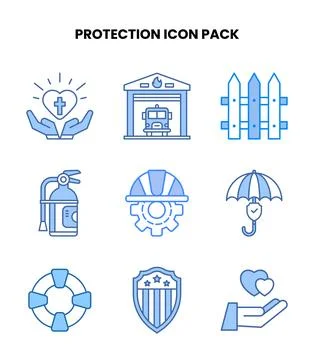 Protection Blue Vector Icons Pack Stock Illustration