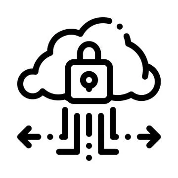 Protection cloud icon vector outline illustration Stock-Illustration