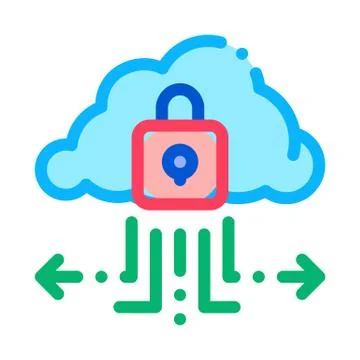 Protection cloud icon vector outline illustration Stock-Illustration