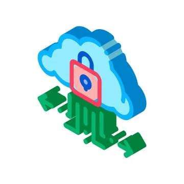 Protection cloud isometric icon vector illustration Stock Illustration