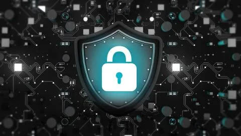 Protection computer digital data and conceptual futuristic Abstract security ico Foto stock