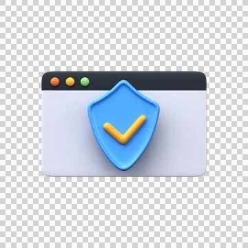 Protection concept. 3d internet page with a shield Stock Illustration