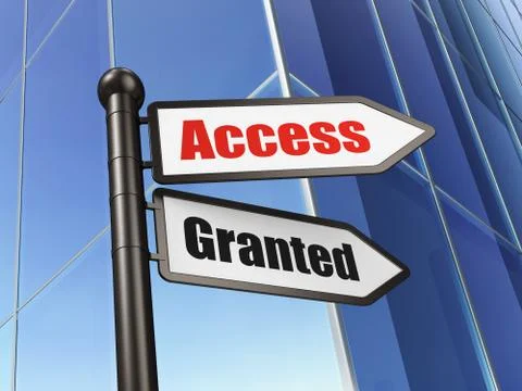 Protection concept: Access Granted on Building background Ilustración de archivo