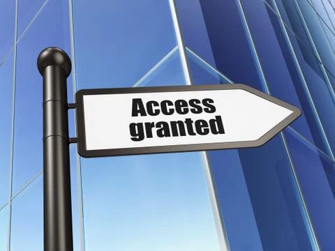 Protection concept: Access Granted on Building background Ilustración de archivo