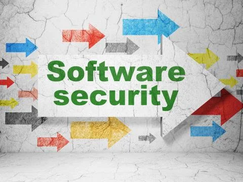 Protection concept: arrow with Software Security on grunge wall background Stock Illustration