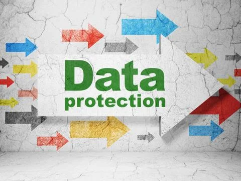 Protection concept: arrow whis Data Protection on grunge wall Illustrazione stock