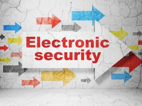 Protection concept: arrow whis Electronic Security on wall 스톡 일러스트
