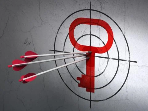 Protection concept: arrows in Key target on wall background Stockillustratie
