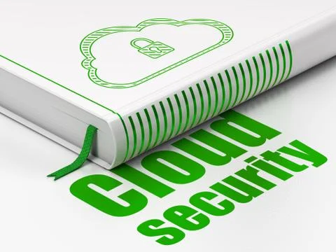 Protection concept: book Cloud With Padlock, Cloud Security on white background イラスト素材