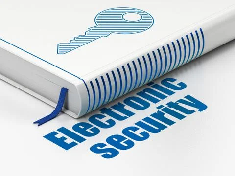 Protection concept: book Key, Electronic Security on white Stockillustratie