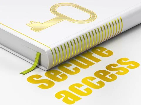 Protection concept: book Key, Secure Access on white background Illustrazione stock