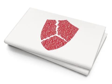 Protection concept: Broken Shield on Blank Newspaper background 库存插图