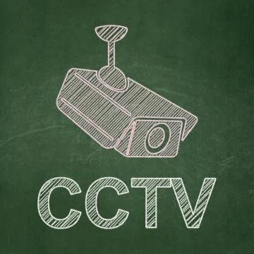 Protection concept: Cctv Camera and CCTV on chalkboard 스톡 일러스트