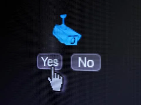 Protection concept: Cctv Camera on digital computer screen 스톡 일러스트