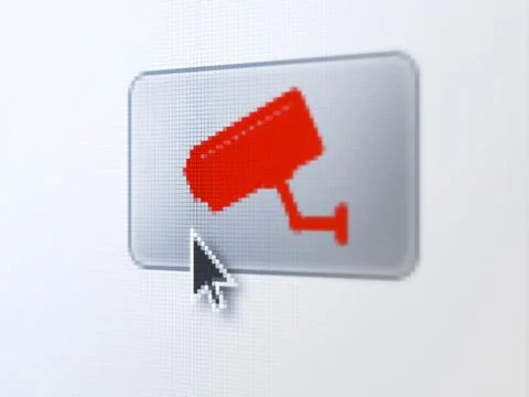 Protection concept: Cctv Camera on digital button background Stock Illustration