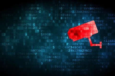 Protection concept: Cctv Camera on digital background 스톡 일러스트