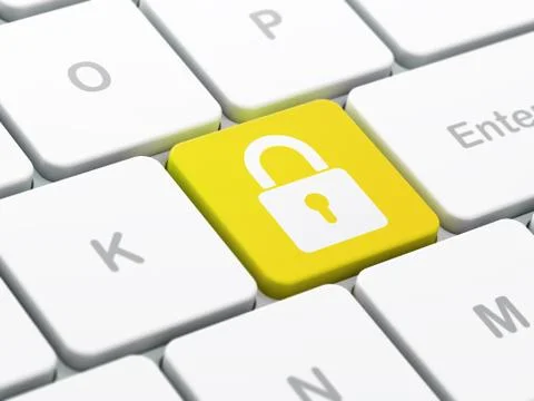 Protection concept: Closed Padlock on computer keyboard background イラスト素材