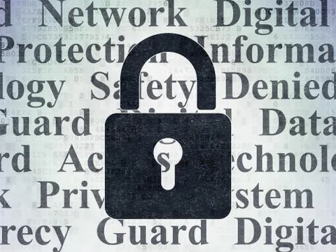Protection concept: Closed Padlock on Digital Paper background Stock Illustration