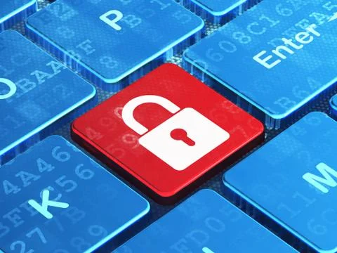 Protection concept: Closed Padlock on keyboard background 库存插图