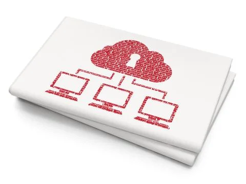 Protection concept: Cloud Network on Blank Newspaper background Illustrazione stock