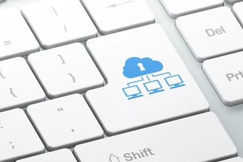 Protection concept: Cloud Network on computer keyboard background Stock Illustration
