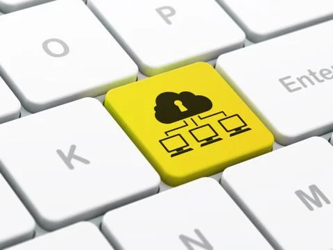 Protection concept: Cloud Network on computer keyboard backgroun 스톡 일러스트