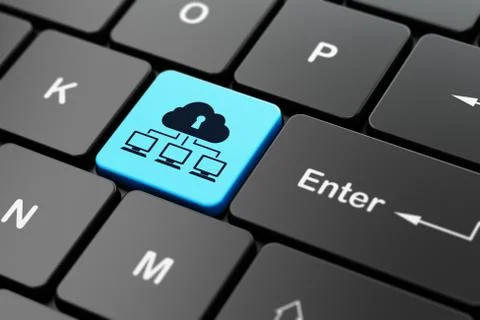 Protection concept: Cloud Network on computer keyboard background Stock Illustration