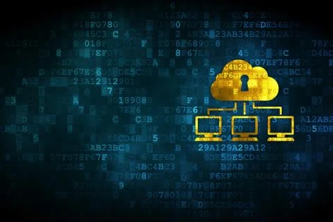 Protection concept: Cloud Network on digital background Illustrazione stock