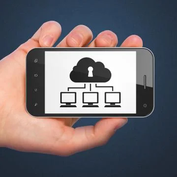 Protection concept: Cloud Network on smartphone Stock Illustration