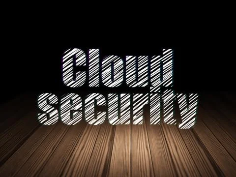 Protection concept: Cloud Security in grunge dark room Illustrazione stock