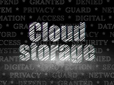 Protection concept: Cloud Storage in grunge dark room Illustrazione stock