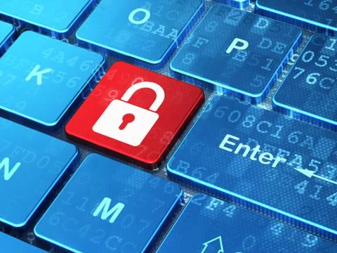 Protection concept: computer keyboard with Closed Padlock Stock Illustration