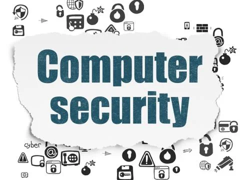 Protection concept: Computer Security on Torn Paper background Ilustración de archivo