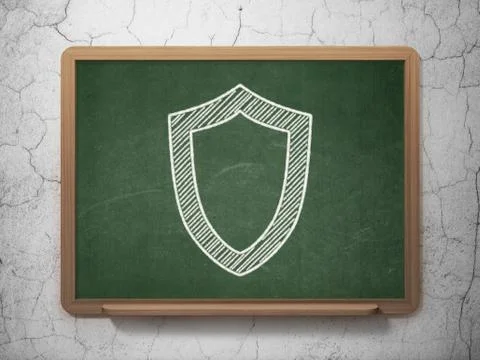 Protection concept: Contoured Shield on chalkboard background Stock Illustration
