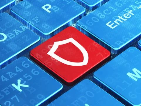 Protection concept: Contoured Shield on computer keyboard background イラスト素材