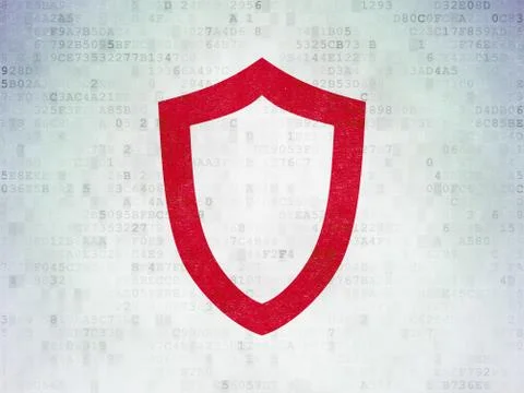 Protection concept: Contoured Shield on Digital Data Paper background Stock Illustration